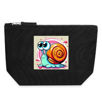 Schnecke - Canvas Reißverschluss-Täschchen (18 x 19 cm) - Schwarz - Vorne