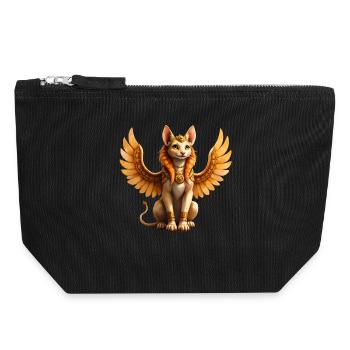 Golden Winged Cat - Canvas Zip Pouch 18 x 19 cm - black - Front