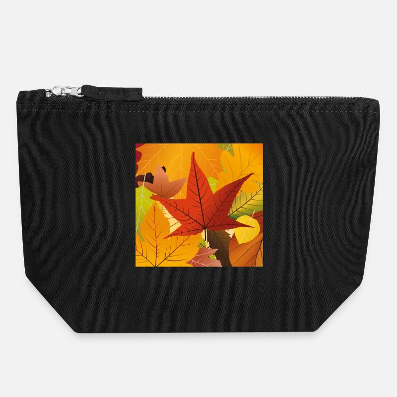 Feuilles d’automne - Pochette zippée en toile 18 x 19 cm - noir