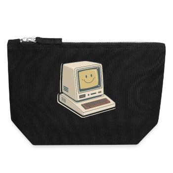 Vintage Smile Retro Computer - Canvas Zip Pouch 18 x 19 cm - black - Front
