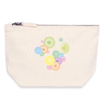Pastel rosettes – decorative fan structure - Canvas Zip Pouch 18 x 19 cm - nature - Front