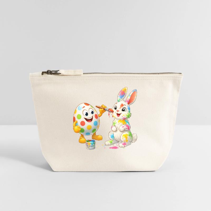 Funny Easter Egg Paints Happy Easter Bunny Canvas Zip Pouch 18 x 19 cm