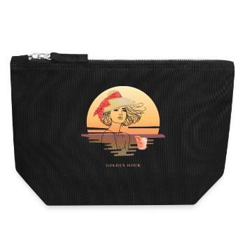 Golden Hour Sunset Design, Elegant Summer Feeling - Canvas Zip Pouch 18 x 19 cm - black - Front