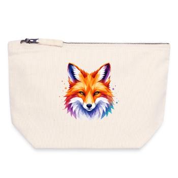 Fuchs Design – Polygon Fox Motiv für Tierliebhaber - Canvas Reißverschluss-Täschchen (18 x 19 cm) - Naturweiß - Vorne