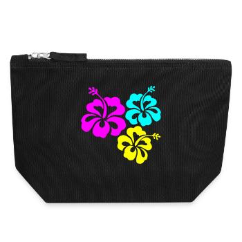 Hibiskus Hibiskusblüte - Canvas Reißverschluss-Täschchen (18 x 19 cm) - Schwarz - Vorne