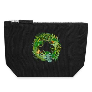 jungle mystérieuse avec de nombreuses espèces végétales - Pochette zippée en toile 18 x 19 cm - noir - Devant