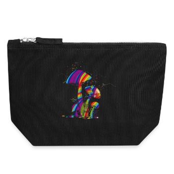 Colorful fantasy mushrooms made of fluorescent paint - Canvas Zip Pouch 18 x 19 cm - black - Front