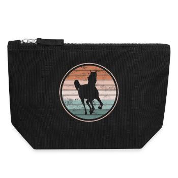 Cheval chevaux - Pochette zippée en toile 18 x 19 cm - noir - Devant