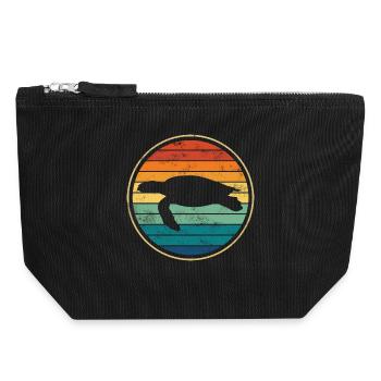 Tortue tortue de mer - Pochette zippée en toile 18 x 19 cm - noir - Devant