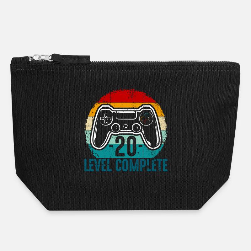 Retro-Controller-Level abgeschlossen - Canvas Reißverschluss-Täschchen (18 x 19 cm) - Schwarz