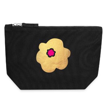 Gold Blume Pink Yoga Flower Power Blüte Natur Deko - Canvas Reißverschluss-Täschchen (18 x 19 cm) - Schwarz - Vorne