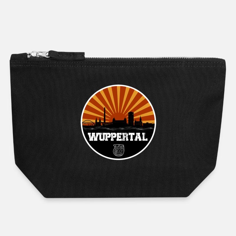 Wuppertal Retro Skyline - Pochette zippée en toile 18 x 19 cm - noir