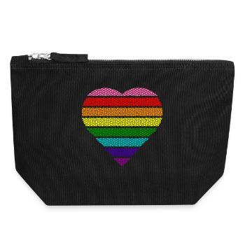 Colorful rainbow heart retro gay pride lgbtq csd - Canvas Zip Pouch 18 x 19 cm - black - Front