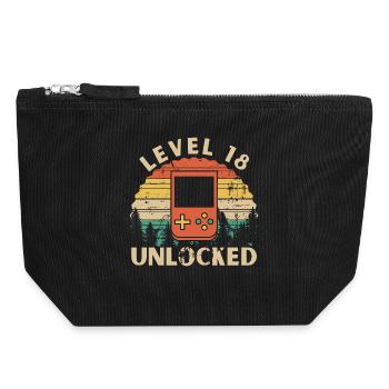 Level 18 Unlocked - Canvas Zip Pouch 18 x 19 cm - black - Front