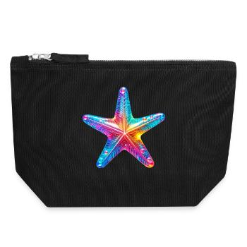 Étoile de mer - Pochette zippée en toile 18 x 19 cm - noir - Devant