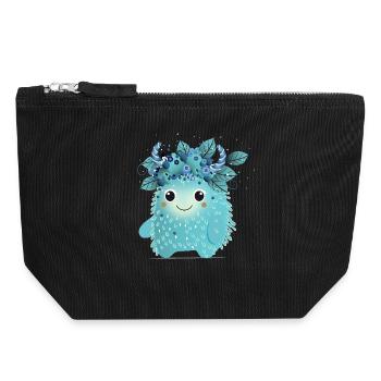 Cute Blueberry Monster – Fruity and Spiky - Canvas Zip Pouch 18 x 19 cm - black - Front