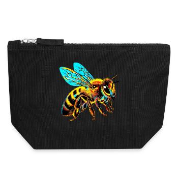 Bee - Canvas Zip Pouch 18 x 19 cm - black - Front