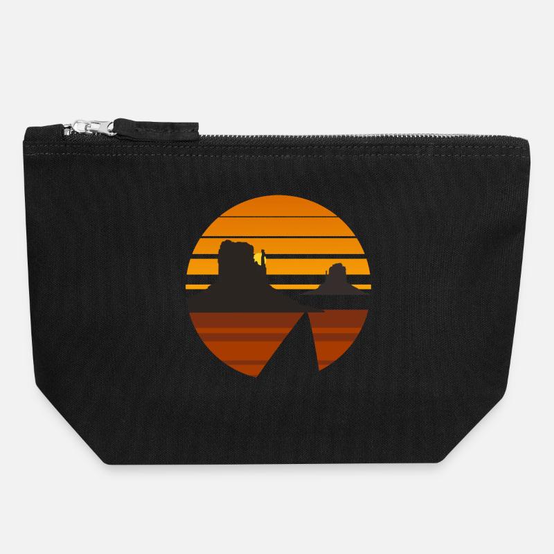 Wüste Sonnenuntergang Silhouette Design - Canvas Reißverschluss-Täschchen (18 x 19 cm) - Schwarz