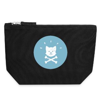 Piraten Corgi Gekreuzte Knochen Jolly Roger - Canvas Reißverschluss-Täschchen (18 x 19 cm) - Schwarz - Vorne