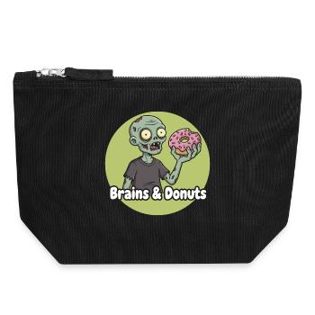 Zombie mit Donut Humor - Canvas Reißverschluss-Täschchen (18 x 19 cm) - Schwarz - Vorne