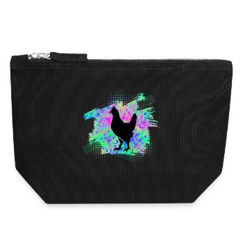 Chicken Chickens - Canvas Zip Pouch 18 x 19 cm - black - Front