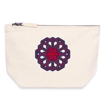 Yoga Meditation Trance Geometrie Mandala Rot Blau - Canvas Reißverschluss-Täschchen (18 x 19 cm) - Naturweiß - Vorne
