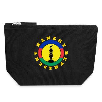 KANAKY REPRESENT ROUND - Canvas Zip Pouch 18 x 19 cm - black - Front