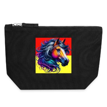 Pferd - Canvas Reißverschluss-Täschchen (18 x 19 cm) - Schwarz - Vorne