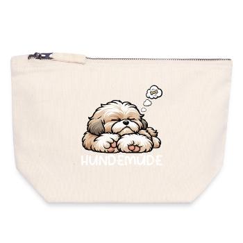 Hundemüde Bolonka Zwetna Bolonkabesitzer Bolonkas - Canvas Reißverschluss-Täschchen (18 x 19 cm) - Naturweiß - Vorne