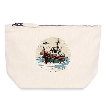  Fischerboot Auf Hoher See Vintage Seemann Maritim - Canvas Reißverschluss-Täschchen (18 x 19 cm) - Naturweiß - Vorne