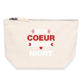 Mon Cœur Appartient à Niort - Pochette zippée en toile 18 x 19 cm - blanc naturel - Devant
