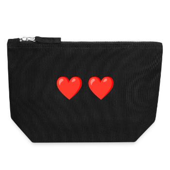 Les cœurs rouges aiment le design - Pochette zippée en toile 18 x 19 cm - noir - Devant