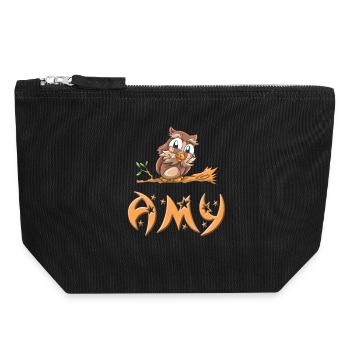 Eule Amy - Canvas Reißverschluss-Täschchen (18 x 19 cm) - Schwarz - Vorne