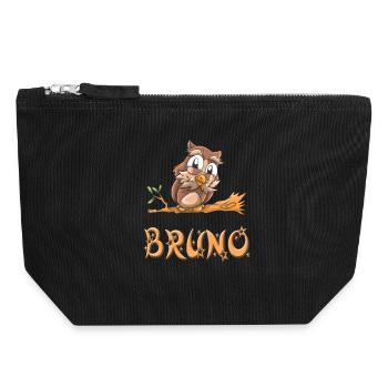 Owl Bruno - Canvas Zip Pouch 18 x 19 cm - black - Front