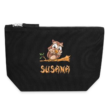 Owl Susana - Pochette zippée en toile 18 x 19 cm - noir - Devant