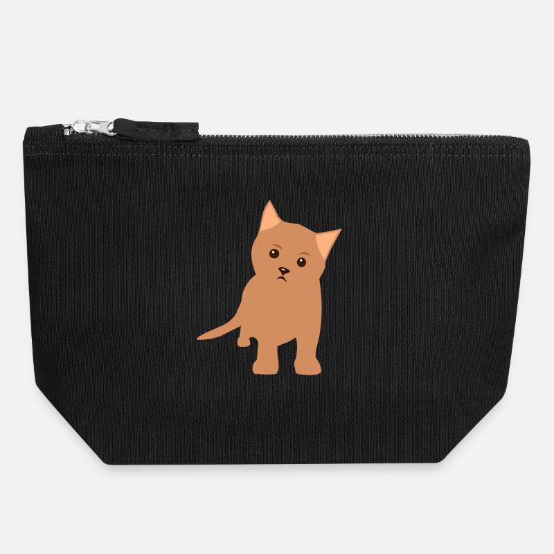 Brown kitten - Canvas Zip Pouch 18 x 19 cm - black