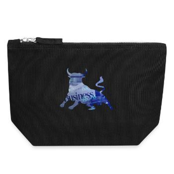 Bourse actions taureau - Pochette zippée en toile 18 x 19 cm - noir - Devant