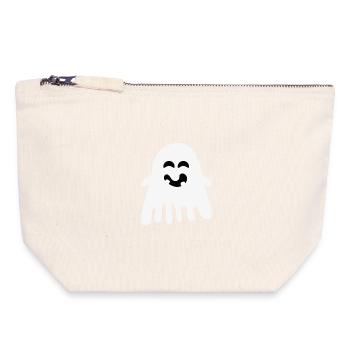 Fantôme rieur – Halloween minimaliste - Pochette zippée en toile 18 x 19 cm - blanc naturel - Devant
