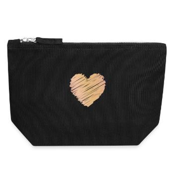 Cœur minimaliste en or rose dans le style croquis - Pochette zippée en toile 18 x 19 cm - noir - Devant