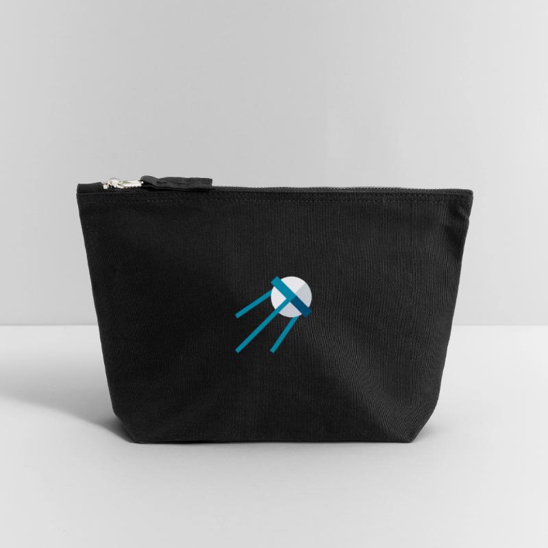 Satellite dans l’espace – Icône bleue de l’espace Pochette zippée en toile 18 x 19 cm