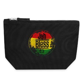 Jah Bless Symbole rouge-jaune-vert - Pochette zippée en toile 18 x 19 cm - noir - Devant