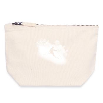SKI ALPIN - Pochette zippée en toile 18 x 19 cm - blanc naturel - Devant