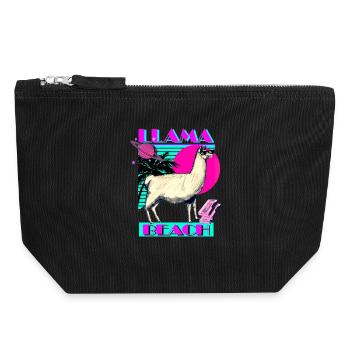Llama Beach - Canvas Reißverschluss-Täschchen (18 x 19 cm) - Schwarz - Vorne