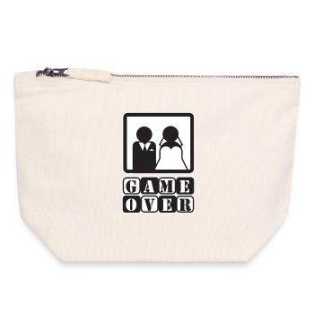 Junggesellenabschied Junggesellin Game Over Spruch - Canvas Reißverschluss-Täschchen (18 x 19 cm) - Naturweiß - Vorne
