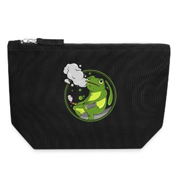 Frosch Zigarre - Canvas Reißverschluss-Täschchen (18 x 19 cm) - Schwarz - Vorne