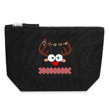 Reindeer Christmas Ugly - Canvas Zip Pouch 18 x 19 cm - black - Front