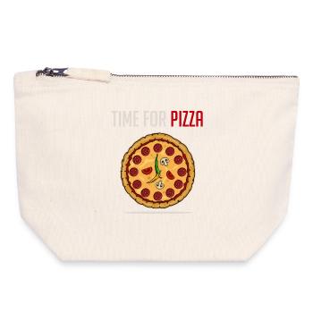 Pizza Pizzeria Bestellen Salami Italienisch Essen - Canvas Reißverschluss-Täschchen (18 x 19 cm) - Naturweiß - Vorne