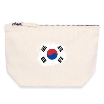 Drapeau de la Corée du Sud - Pochette zippée en toile 18 x 19 cm - blanc naturel - Devant