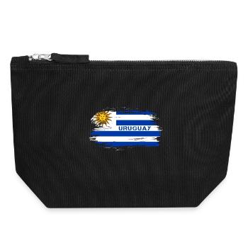 Uruguay Flaggen Design / Geschenkidee - Canvas Reißverschluss-Täschchen (18 x 19 cm) - Schwarz - Vorne