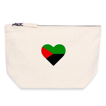 Coeur rouge vert noir couleur drapeau Martinique - Pochette zippée en toile 18 x 19 cm - blanc naturel - Devant